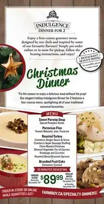 Farm Boy Christmas dinner menu offer