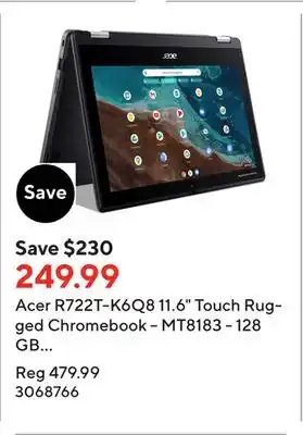 Staples Acer r722t-k6q8 11.6 touch rugged chromebook – mt8183 - 128 gb emmc ssd - 8 gb ram – black offer