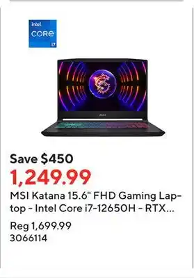 Staples Msi katana 15.6 fhd gaming laptop - intel core i7-12650h - rtx 4050 - 512gb ssd - 16gb ram - win11 offer