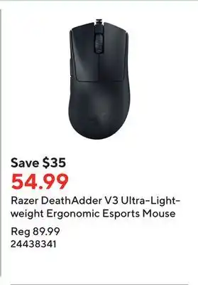 Staples Razer deathadder v3 ultra-lightweight ergonomic esports mouse offer