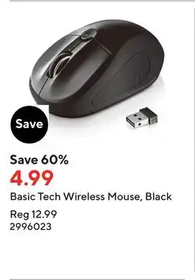 Staples Basic tech wireless mouse, black offer