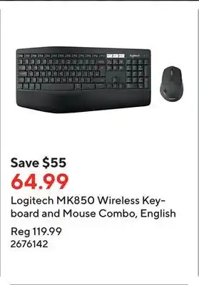 Staples Logitech mk850 wireless keyboard and mouse combo, english offer