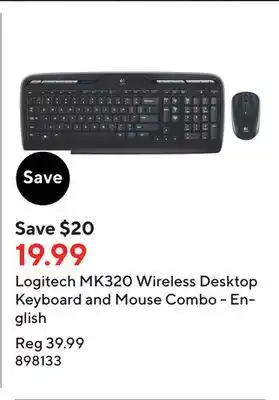 Staples Logitech mk320 wireless desktop keyboard and mouse combo - english offer