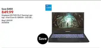Staples Gigabyte g5 fhd 15.6 gaming laptop - intel core i5-12450h - 512 gb ssd - 16 gb ram - geforce rtx 4050 gpu - windows 11 home offer