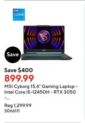 Staples Msi cyborg 15.6 gaming laptop - intel core i5-12450h - rtx 3050 - 512gb ssd - 16gb ram - win11 offer
