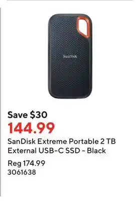 Staples Sandisk extreme portable 2 tb external usb-c ssd - black offer