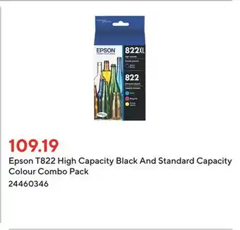 Staples Epson t822 high capacity black and standard capacity colour combo pack offer