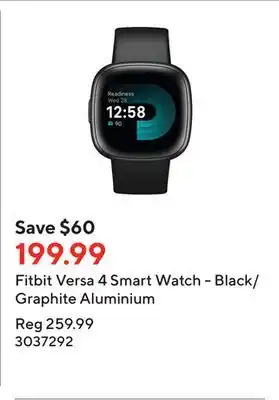 Staples Fitbit versa 4 smart watch - black/graphite aluminium offer
