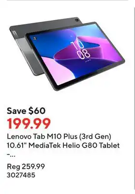 Staples Lenovo tab m10 plus (3rd gen) 10.61 mediatek helio g80 tablet - 4gb ram - 64gb emcp - android 12 s - storm grey offer