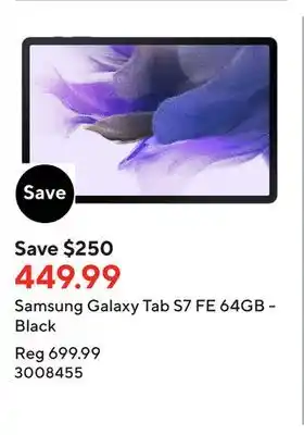Staples Samsung galaxy tab s7 fe 64gb - black offer
