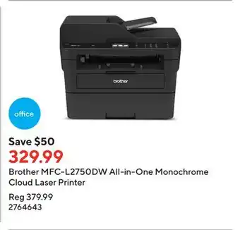 Staples Brother mfc-l2750dw all-in-one monochrome cloud laser printer offer