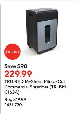 Staples Tru red 16-sheet micro-cut commercial shredder (tr-bmc163a) offer