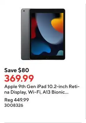 Staples Apple 9th gen ipad 10.2-inch retina display, wi-fi, a13 bionic chip, 64 gb, ipados 15, space grey offer