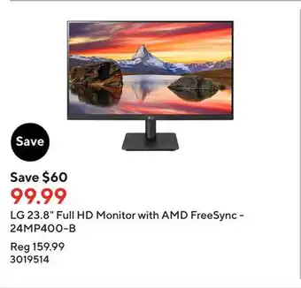 Staples Lg 23.8 full hd monitor with amd freesync - 24mp400-b offer