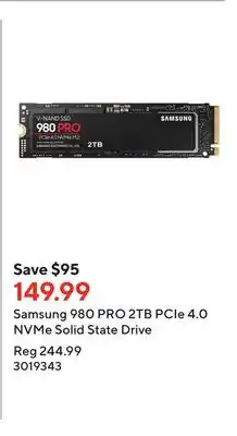 Staples Samsung 980 pro 2tb pcie 4.0 nvme solid state drive offer