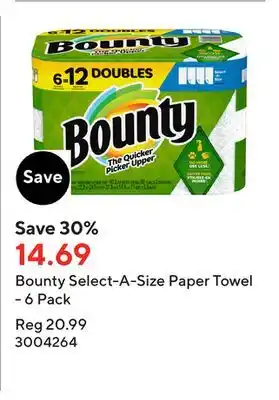Staples Bounty select-a-size paper towel - 6 pack offer