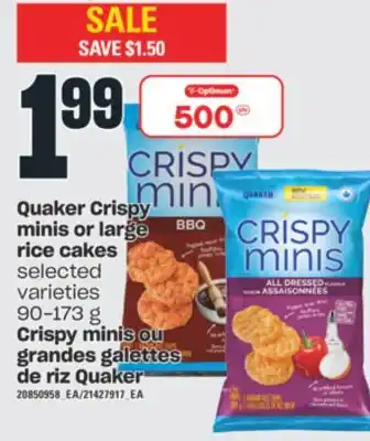 Valu-mart Crispy minis ou grandes galettes de riz quaker, 90-173 g offer