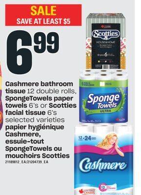 Valu-mart Papier hygiénique cashmere, essuie-tout spongetowels ou mouchoirs scotties offer