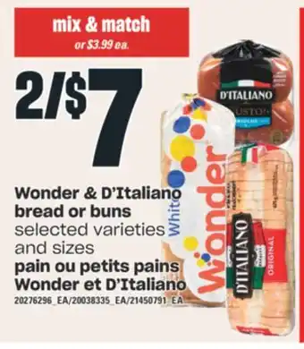 Valu-mart Pain ou petits pains wonder et d'italiano offer