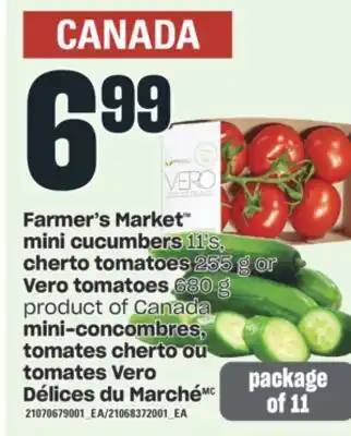 Valu-mart Mini-concombres, tomates cherto ou tomates vero délices du marché, 680 g offer