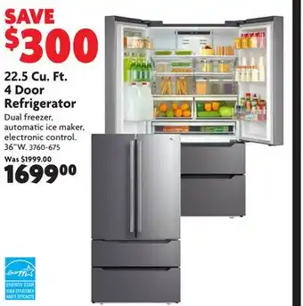 Home Hardware 22.5 cu. ft. 4 door refrigerator offer