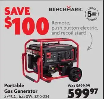 Home Hardware Portable gas generator offer