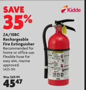 Home Hardware 2a/10bc rechargeable fire extinguisher offer