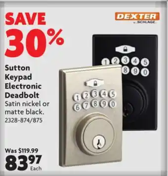 Home Hardware Sutton keypad electronic deadbolt offer