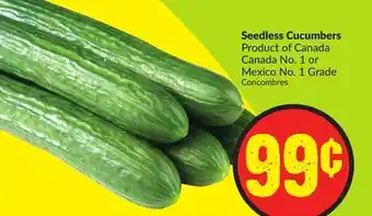 FreshCo Seedless cucumbers product of canada canada no. 1 or mexico no. 1 grade offer