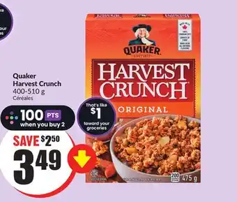 FreshCo Quaker harvest crunch 400-510 g offer