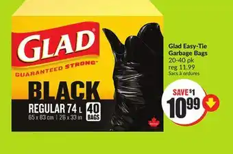 FreshCo Glad easy-tie garbage bags 20-40 pk offer