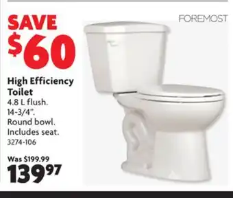 Home Hardware Foremost high efficiency toilet offer
