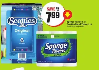 Chalo FreshCo Sponge towels 6 pk scotties facial tissue 6 pk offer