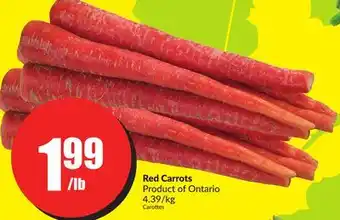 Chalo FreshCo Red carrots product of ontario 4.39/kg offer