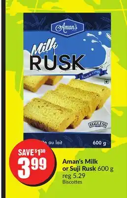 Chalo FreshCo Aman's milk or suji rusk 600 g offer