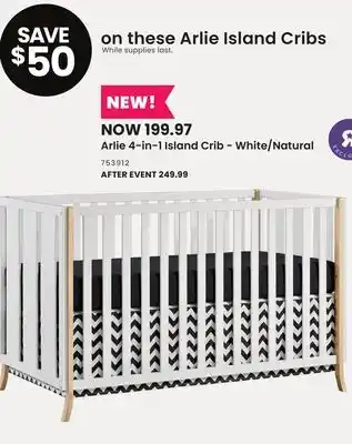Babies 'R' Us Arlie 4-in-1 island crib - white/natural offer