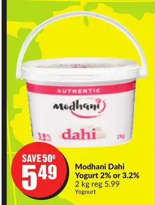Chalo FreshCo Modhani dahi yogurt 2% or 3.2% 2 kg offer