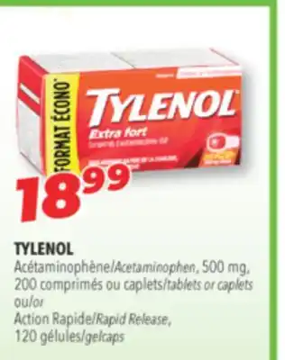Familiprix Tylenol acetaminophen, 500 mg, 200 or caplets or action rapid release, 120  offer