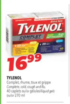 Familiprix Tylenol complete, cold, cough and flu, 40 caplets /or /liquid gels or 270 ml offer