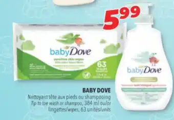 Familiprix Baby dove tip to toe wash or shampoo, 384 ml or wipes, 63 units offer