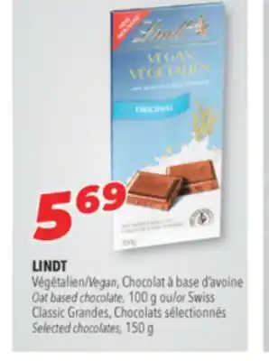 Familiprix Lindt oat based chocolate, 100 g or swiss selected chocolates, 150 g offer