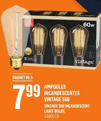 Canac Vintage s60 incandescent light bulbs offer