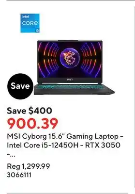 Staples Msi cyborg 15.6 gaming laptop - intel core i5-12450h - rtx 3050 - 512gb ssd - 16gb ram - win11 offer