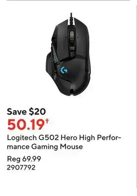 Staples Logitech g502 hero high performance gaming mouse offer