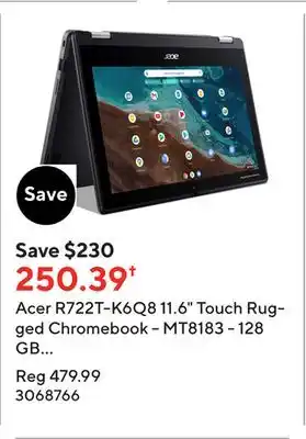 Staples Acer r722t-k6q8 11.6 touch rugged chromebook – mt8183 - 128 gb emmc ssd - 8 gb ram – black offer