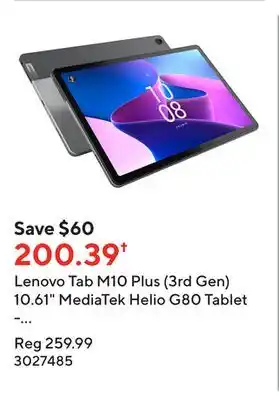 Staples Lenovo tab m10 plus (3rd gen) 10.61 mediatek helio g80 tablet - 4gb ram - 64gb emcp - android 12 s - storm grey offer
