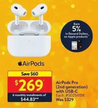Walmart AirPods Pro (2nd generation) with USB-C offer