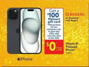 Walmart iPhone 15 Postpaid Phone offer