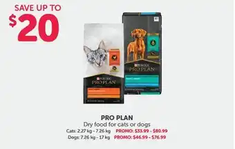 Mondou Pro plan dry food for cats or dogs offer