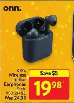Walmart Onn Wireless In-Ear Earphones offer